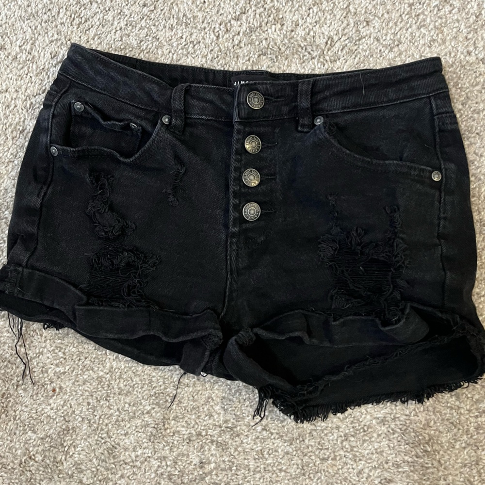 Almost Famous Black Distressed Shorts